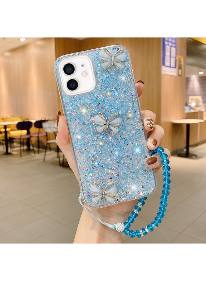 Zaboon Case For iPhone 11 Starry Sequin Jade Butterfly Epoxy TPU Phone Case with Strap - Image 1
