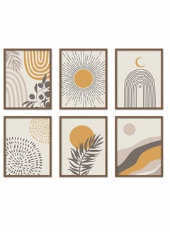KASTWAVE Boho Wall Art Room Decor, Abstract Minimalist Wall Art Posters, Mid Century Modern Prints, Sun Moon Desert Bedroom Decor, Nature Landscape Painting Canvas, No Frame(8x10", 6 Pcs)  - Image 1
