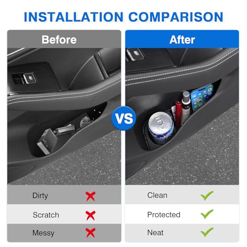Canvcle Car Door Side Storage Box and Trash Can for 2021-2025 2026 Nissan Rogue Accessories Front Door Insert Tray Organizer Door Slot Storage Protector Garbage Bin with Trash Bags 4PCS - Image 3