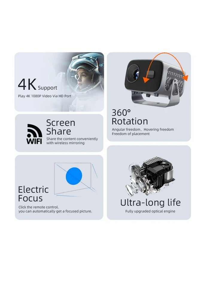 FIPKA - FIPKA A10 Android Smart LED Projector with 5G WiFi Auto Focus,Max 4K,Wireless Mirror Phone Projectors - Image 1