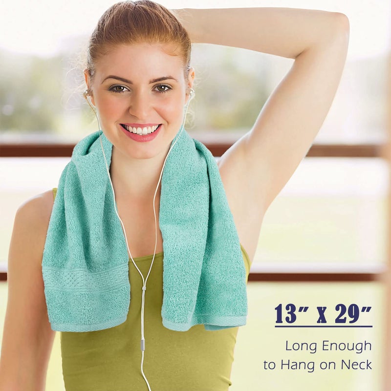 Cleanbear مجموعة مناشف يد قطنية Cleanbear 6 قطع فائقة النعومة بألوان متنوعة (13 × 29 بوصة) مناشف حمام خفيفة وسريعة الجفاف - Image 5