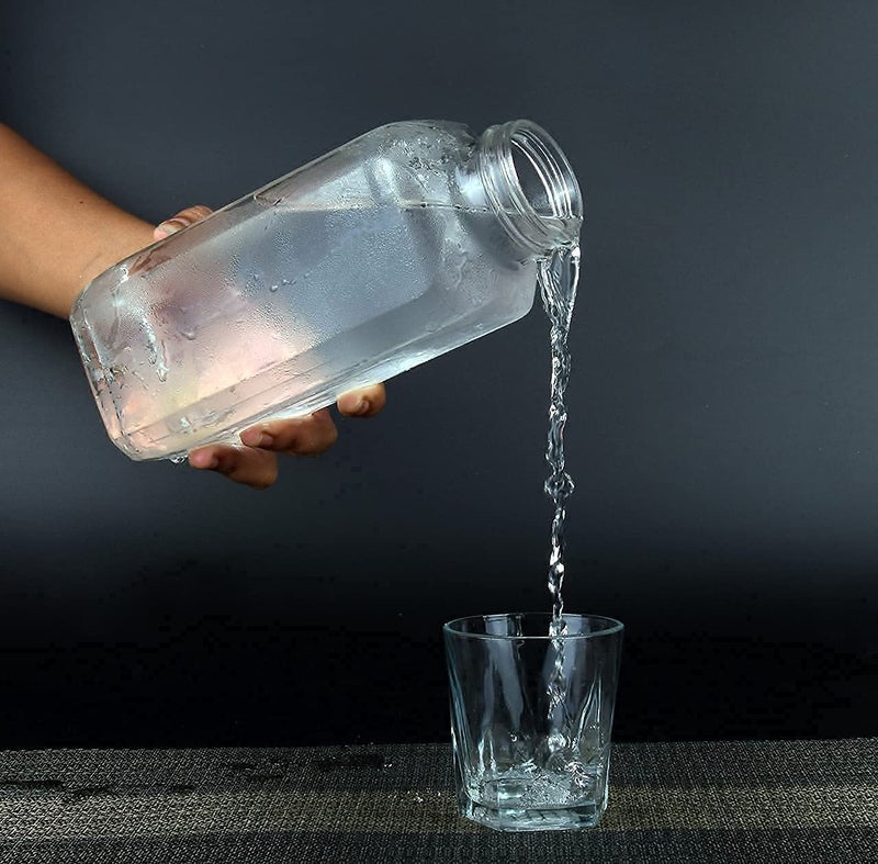 Crystal Mart Crystal Mart Glass Water Bottle with LeakProof Airtight Stainless Steel Lid for Water Smoothie Juices Reusable Travel Glass Drinking Fridge Bottles 1000ml 2 - Image 2