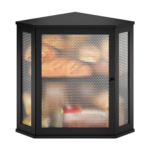 STDDRE Corner Bread Box Kitchen Countertop Extra Large Capacity Farmhouse Bread Box Corner Countertop Storage Double Layer Bread Holder Black Extra Large - Image 1