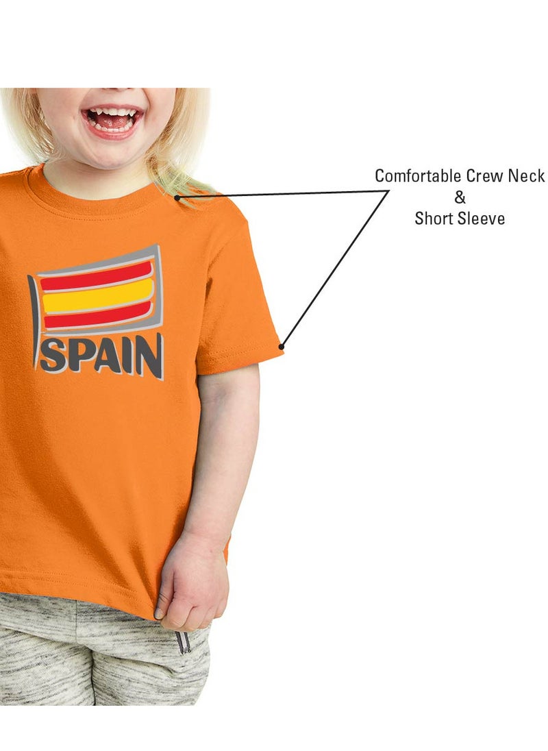 Generic - Spain Kids T-Shirt for Girls - Round Neck Short Sleeve Cotton T-Shirt - Soft and Comfortable Kids Girls Tshirt - Perfect for Spanish Souvenirs - Image 1