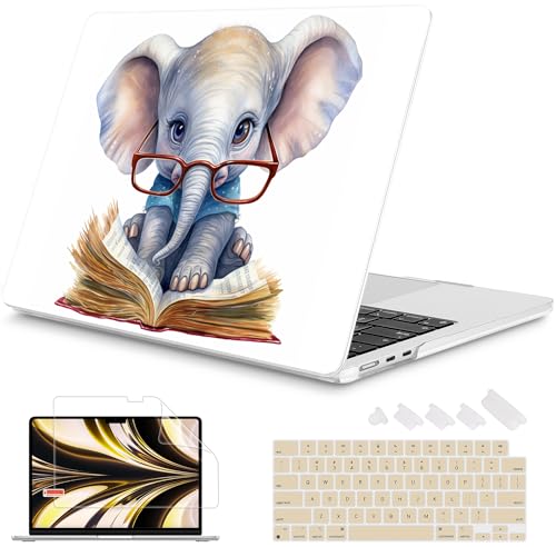 Mektron Case for 2026 MacBook Air 13inch M5 Laptop A3449 with 136inch Liquid Retina Display 2025 2024 2022 M4M3M2 MacBook Air 13 Hard Shell Cover Model A3240 A3113 A2681 Cute Elephant C341 - Image 1