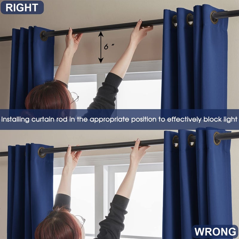 Rutterllow 100% Blackout Curtains 2 Panels  Full Shade 63 Inches Long Complete Drapes for Living Room  Thermal Insulated Bedroom Window Treatment Drapes (Navy Blue  52x63 inch) - Image 4