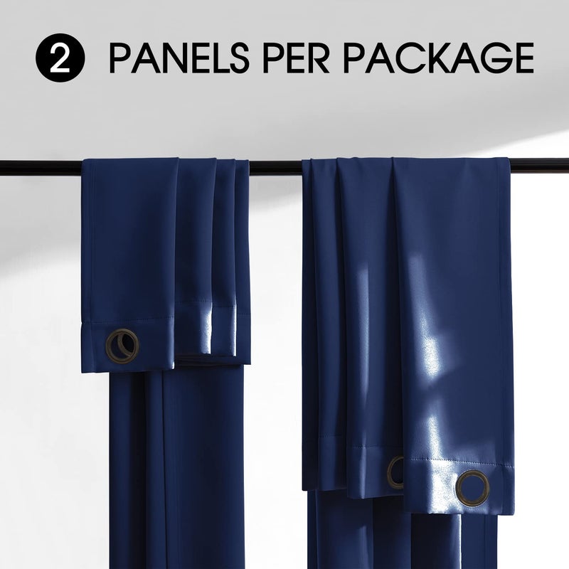 Rutterllow 100% Blackout Curtains 2 Panels  Full Shade 63 Inches Long Complete Drapes for Living Room  Thermal Insulated Bedroom Window Treatment Drapes (Navy Blue  52x63 inch) - Image 5