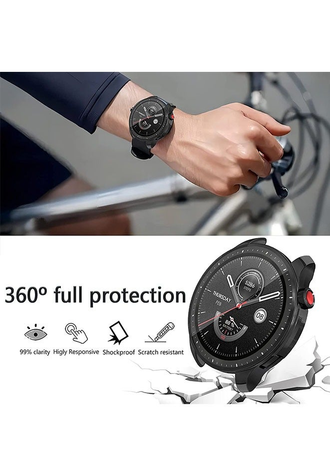 Case Compatible with Amazfit GTR 4 Soft TPU Anti-Scratch Protective Cover Black  - Image 3