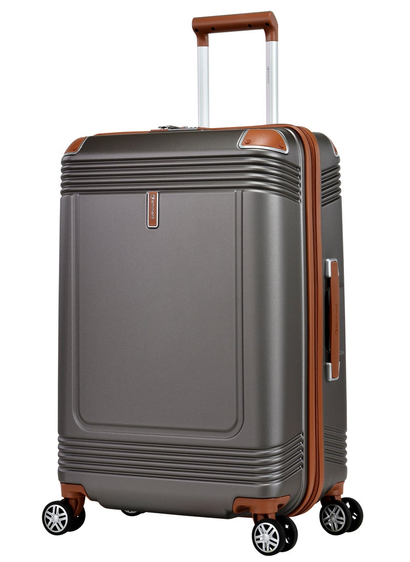 eminent Hard Case Travel Bag Large Luggage Trolley Polycarbonate Lightweight Suitcase 4 Quiet Double Spinner Wheels With Tsa Lock KK10 Gold Grey  - Image 1