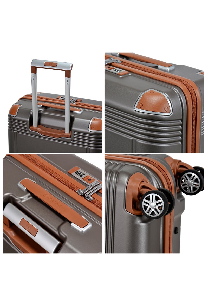 eminent Hard Case Travel Bag Large Luggage Trolley Polycarbonate Lightweight Suitcase 4 Quiet Double Spinner Wheels With Tsa Lock KK10 Gold Grey  - Image 4