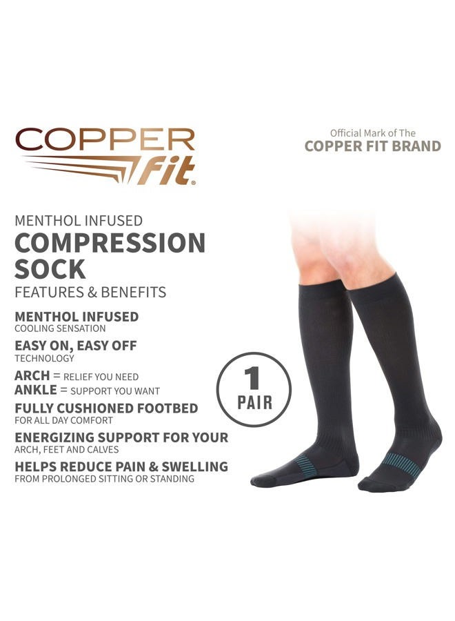 Copper Fit unisex-adult Copper Fit Ice Menthol Infused Compression Socks, Black, Large-X-Large - Image 2
