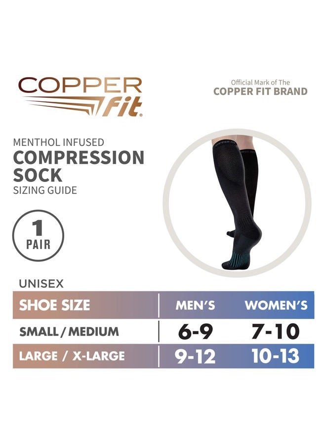 Copper Fit unisex-adult Copper Fit Ice Menthol Infused Compression Socks, Black, Large-X-Large - Image 3