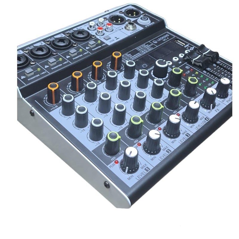 K-H HT4 Bluetooth Compatible Professional Portable Digital DJ Mixer Console w/USB 4 Channel Mixer Audio Interface-Mixing Boards For Studio Recording,Black (4-Channel) - Image 4