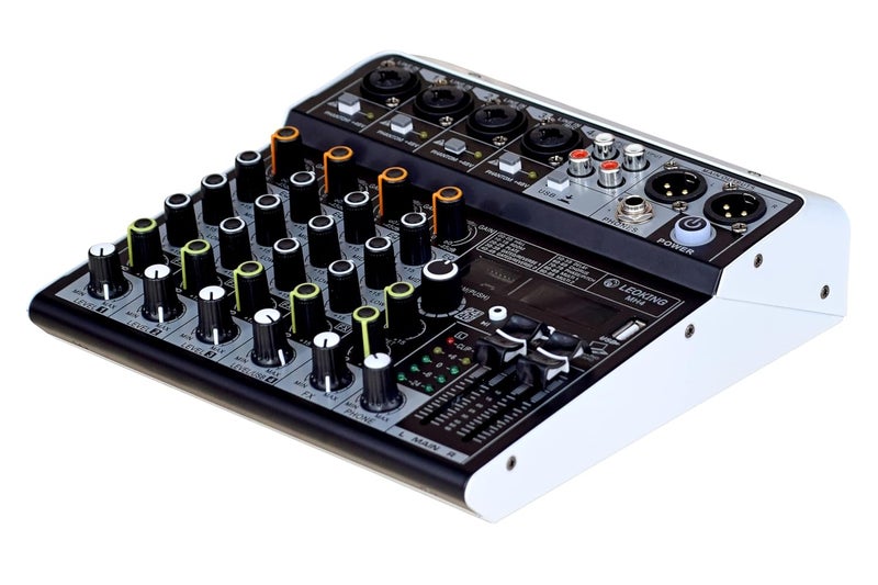 K-H HT4 Bluetooth Compatible Professional Portable Digital DJ Mixer Console w/USB 4 Channel Mixer Audio Interface-Mixing Boards For Studio Recording,Black (4-Channel) - Image 2