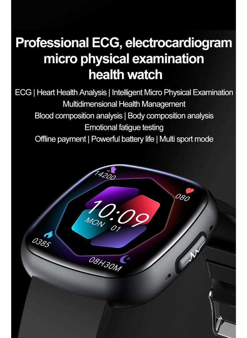 RollsTimi  Bluetooth Smart Watches for Woman , 1.75-inch High-definition Large-screen Full-screen Touch, Multiple Sports Modes, IP68 Waterproof, Wireless Answering/Making Calls, Multi-dimensional Health Monitoring, ET593 Black Tape - Image 2