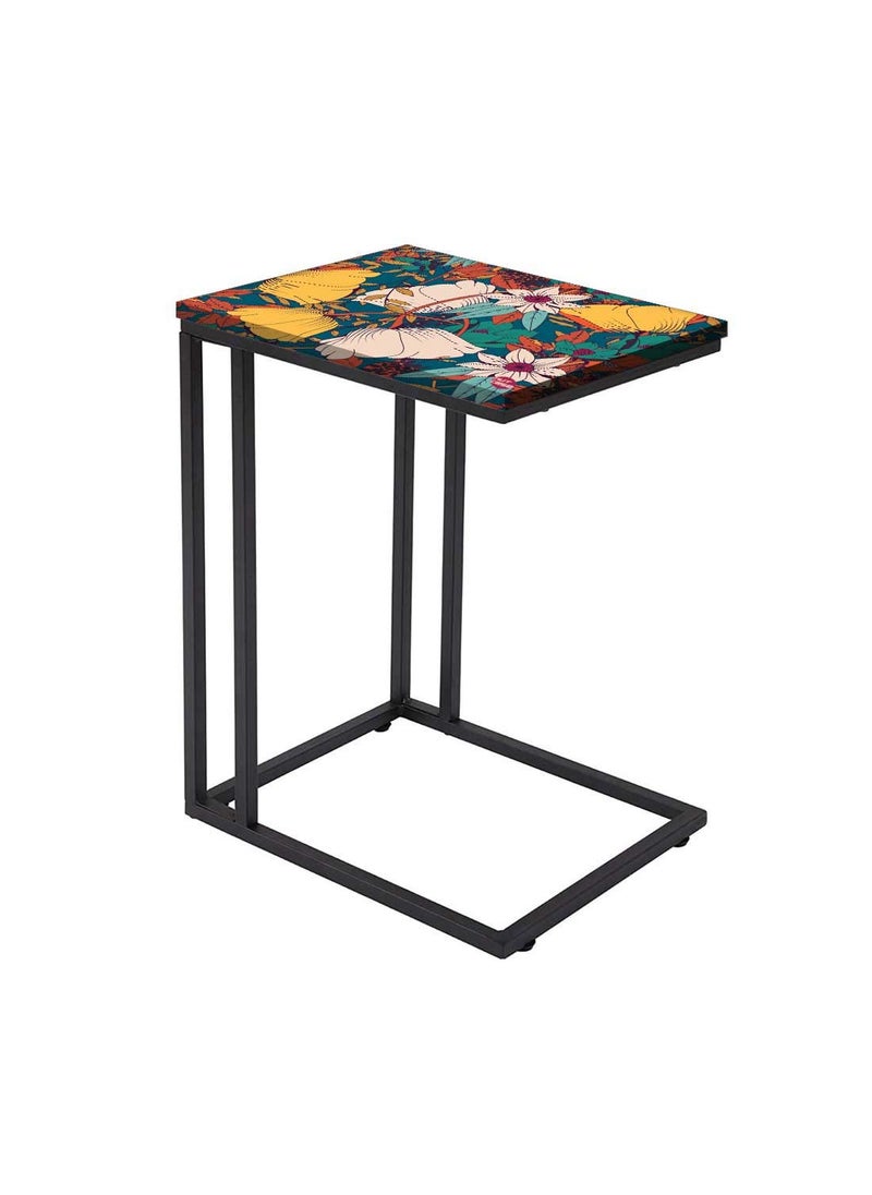 Nutcase Nutcase Design C Shaped Side Table for Laptop Work on Sofa CouchStudy Breakfast Snack Serving End Tables for Living Room Bedroom Yellow Flower  - Image 1