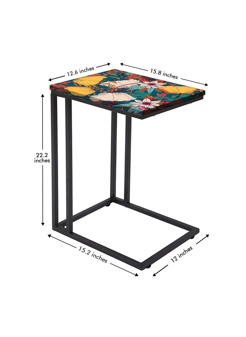 Nutcase Nutcase Design C Shaped Side Table for Laptop Work on Sofa CouchStudy Breakfast Snack Serving End Tables for Living Room Bedroom Yellow Flower  - Image 3