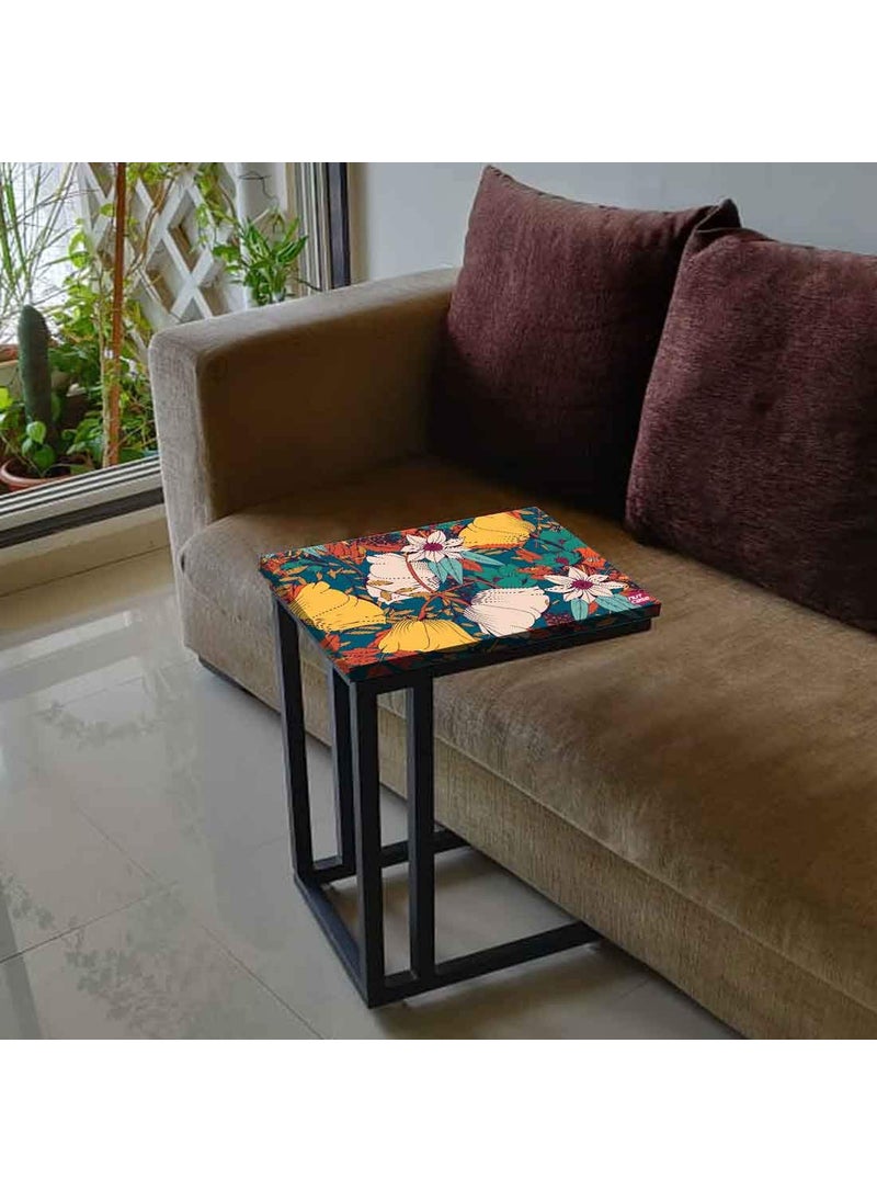 Nutcase Nutcase Design C Shaped Side Table for Laptop Work on Sofa CouchStudy Breakfast Snack Serving End Tables for Living Room Bedroom Yellow Flower  - Image 5