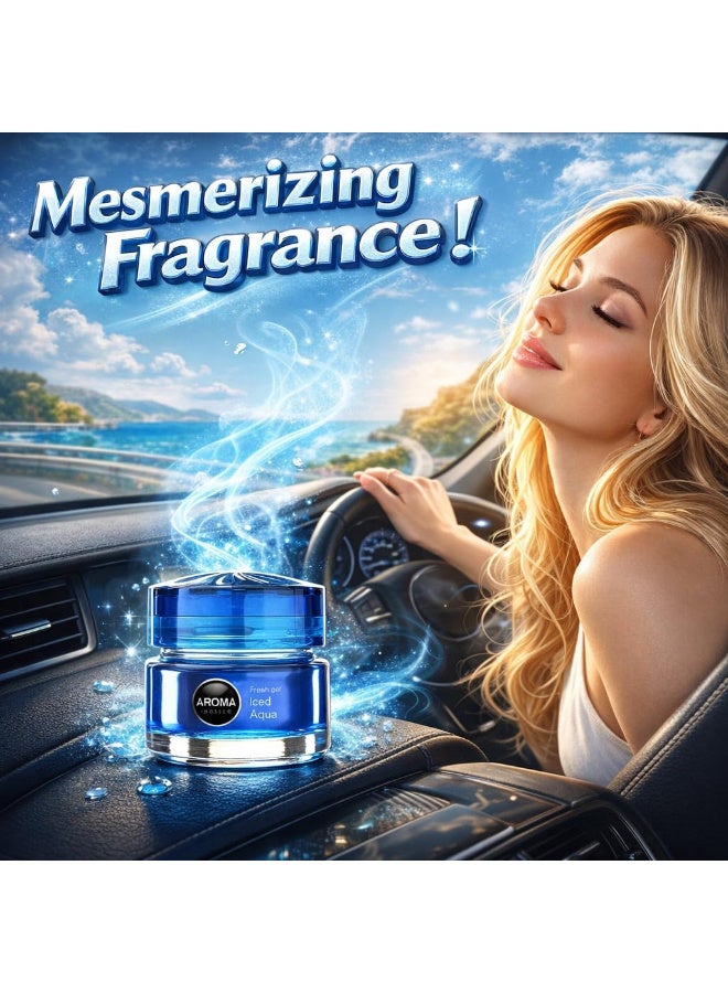 AROMA CAR Gel Car Perfumes Iced Aqua Auto Home Office Air Freshener Odor Neutralizer 50ml Luxury Long Lasting Passive Diffusion Non Powered Essential Oil Scent Deodorizer Room Gel - Image 4