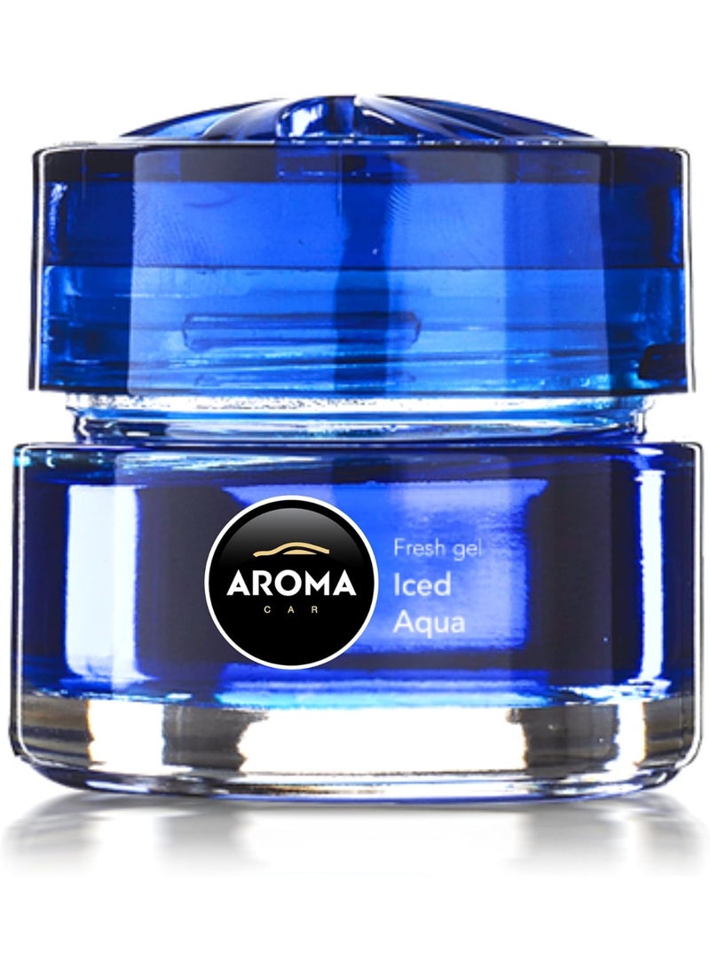AROMA CAR Gel Car Perfumes Iced Aqua Auto Home Office Air Freshener Odor Neutralizer 50ml Luxury Long Lasting Passive Diffusion Non Powered Essential Oil Scent Deodorizer Room Gel - Image 1
