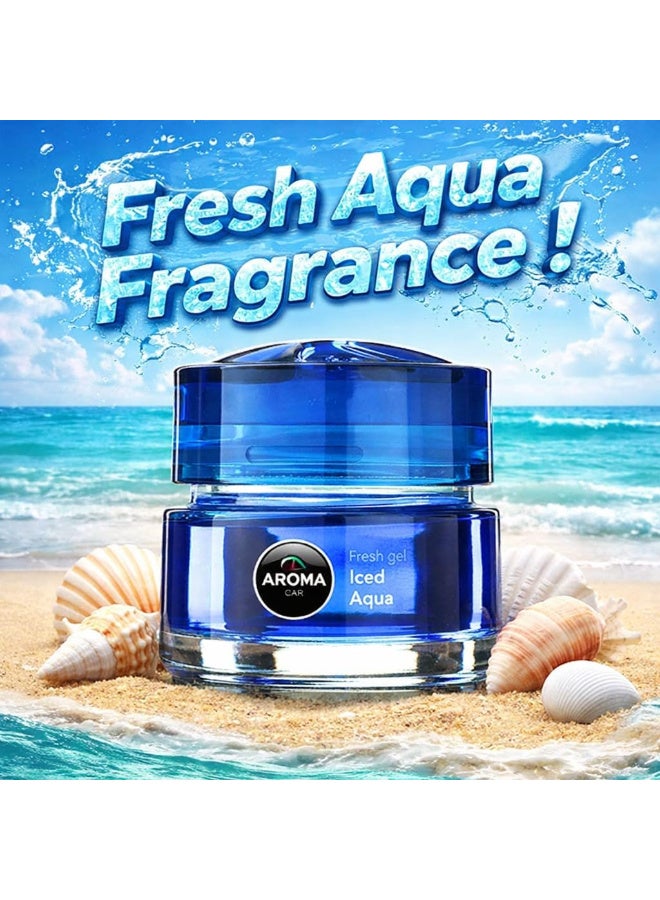 AROMA CAR Gel Car Perfumes Iced Aqua Auto Home Office Air Freshener Odor Neutralizer 50ml Luxury Long Lasting Passive Diffusion Non Powered Essential Oil Scent Deodorizer Room Gel - Image 2