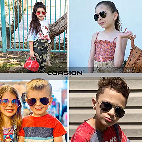 COASION Classic Polarized Small Aviator Sunglasses for Kids Baby Girls Boys Age 2-10 50MM (Silver Frame/Silver Mirror Lens) - Image 5