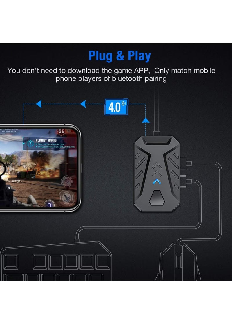 4 in 1 Mobile Game Combo Pack, One Handed Gaming Keyboard, Mobile Gamepad Controller Gaming Keyboard Mouse Converter for Android - Image 3