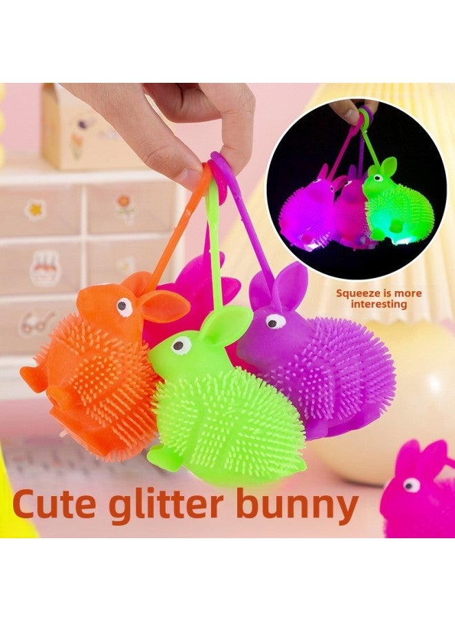 Flash Rabbit Elastic Ball Fur Ball Children's Luminous Toy Children Night Market Stall Stall Boys And Girls Gift-Specifications:Luminous Three-section Caterpillar Mixed Hair (20 PCs/box, 480 PCs/box) - Image 2