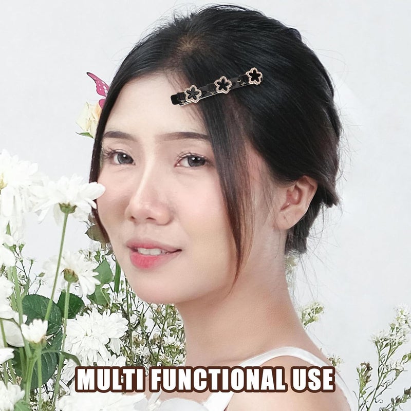 12pcs Sparkly Rhinestone Hair Clips Pearl Butterfly Flower Hairpins Braided Duckbill Clips for Women Casual and Special Occasion Styling - Image 3