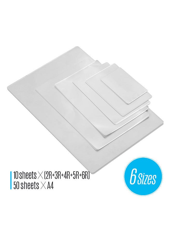 Generic - 80mic Thermal Laminating Film Pouches PET Clear Sheet for Photo Paper Document Picture Lamination for Laminating Machine Laminator, 2R 3R 4R 5R 6R A4 Size 100 Sheets - Image 1