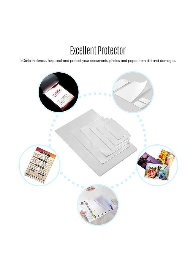 Generic - 80mic Thermal Laminating Film Pouches PET Clear Sheet for Photo Paper Document Picture Lamination for Laminating Machine Laminator, 2R 3R 4R 5R 6R A4 Size 100 Sheets - Image 1