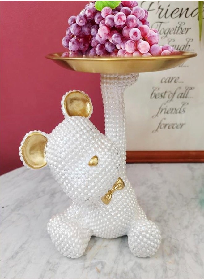 fashionhome - Bear Statue and Sculptures for Home Decorations Bear Figurine Storage Tray Key Bowl Candy Dish Resin Fun Sculpture Jewelry Container Storage Box for Entryway Table Coffee Table 16x14x18 cm - Image 1