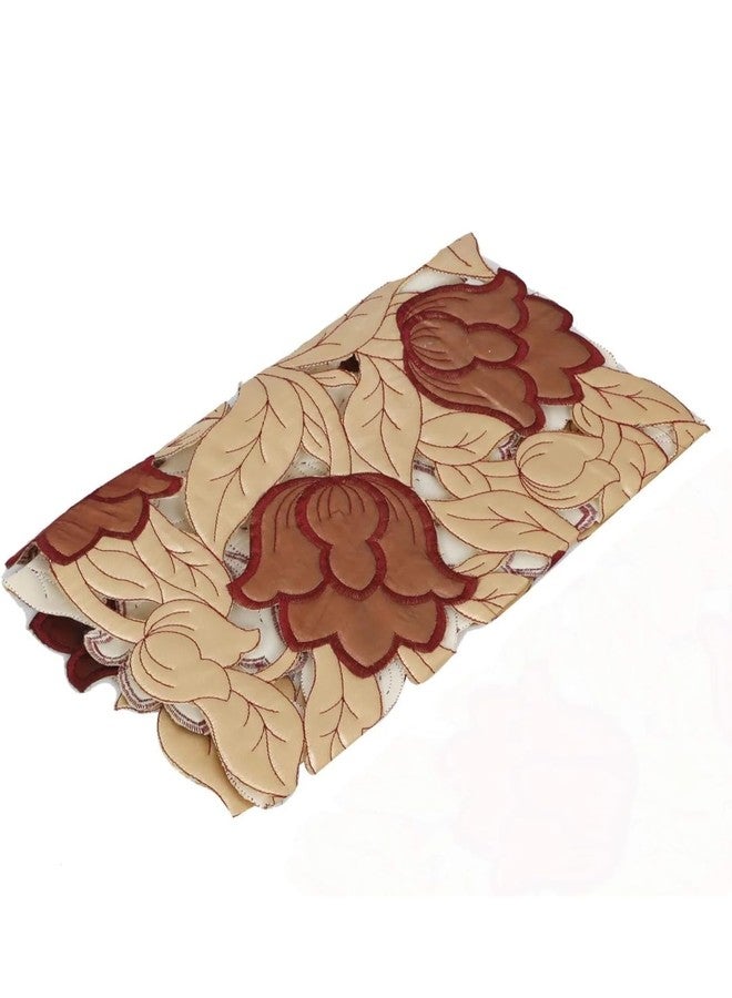 MONKDECOR Attractive Floral Cutwork Design Centre Table Runner (Size- 16x33 Inches) Quilt - Image 3