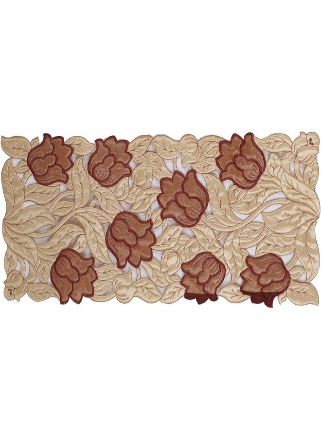 MONKDECOR Attractive Floral Cutwork Design Centre Table Runner (Size- 16x33 Inches) Quilt - Image 2