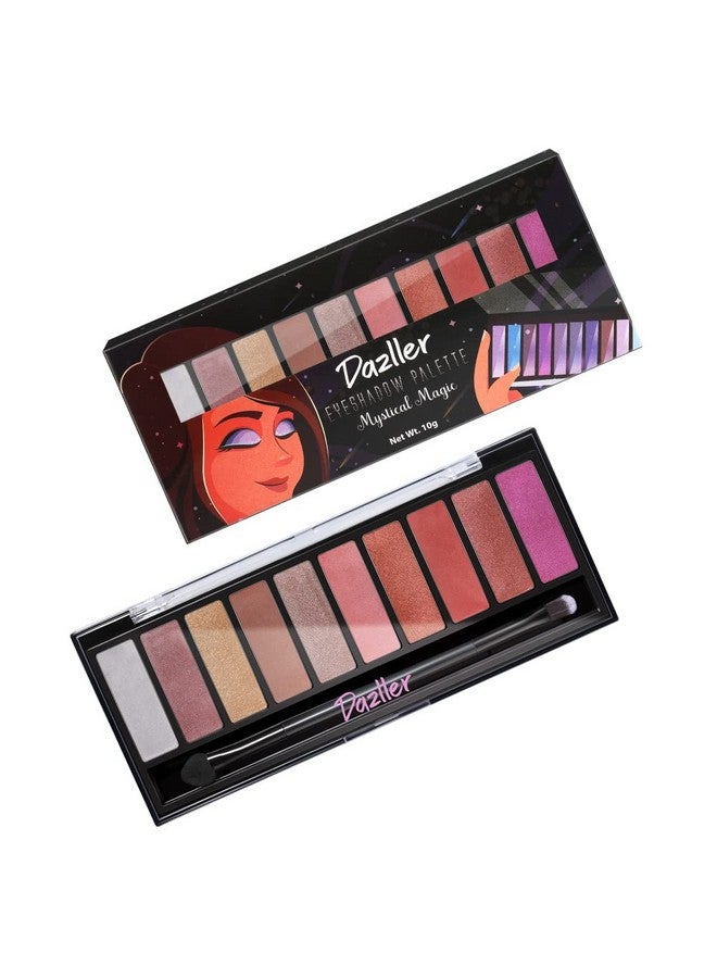 DAZLLER Eyeshadow 10In1 Palette10G Des2 Velvety Texture No Patchiness Easy Blending With Spongebrush Applicator (Multicolor) - Image 1