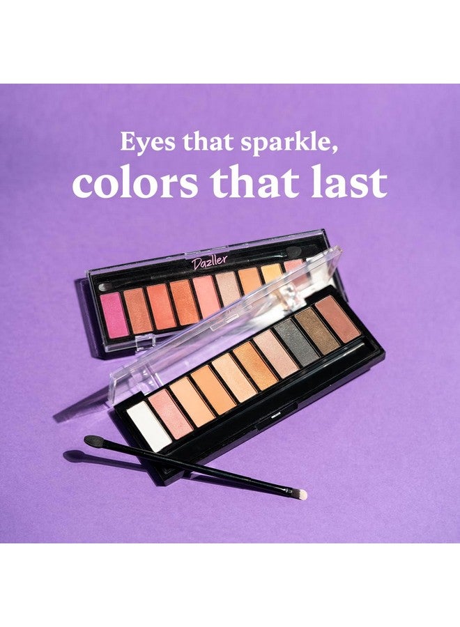 DAZLLER Eyeshadow 10In1 Palette10G Des2 Velvety Texture No Patchiness Easy Blending With Spongebrush Applicator (Multicolor) - Image 3