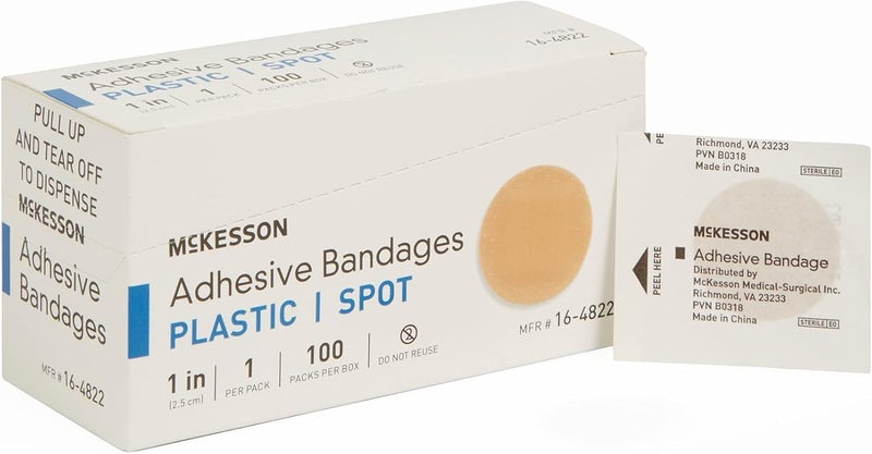 McKesson MCK48222000 - Mckesson Brand Adhesive Spot Bandage McKesson 1 Inch Diameter Plastic Round Tan Sterile
