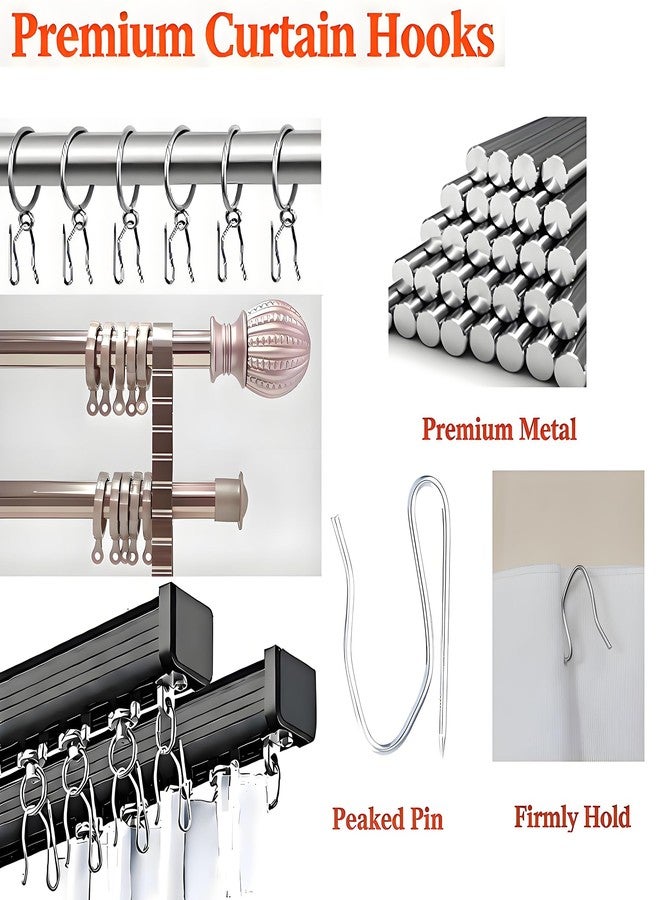 JCL Curtain Hooks for Drapes, 1.22 inches Rustproof Metal Drapery Pin and Hook for Pinch Pleat Curtain, S-Shaped Pin-On Hook for Door, Shower, Window, RV Curtains(59 PCS, Silver White) - Image 2