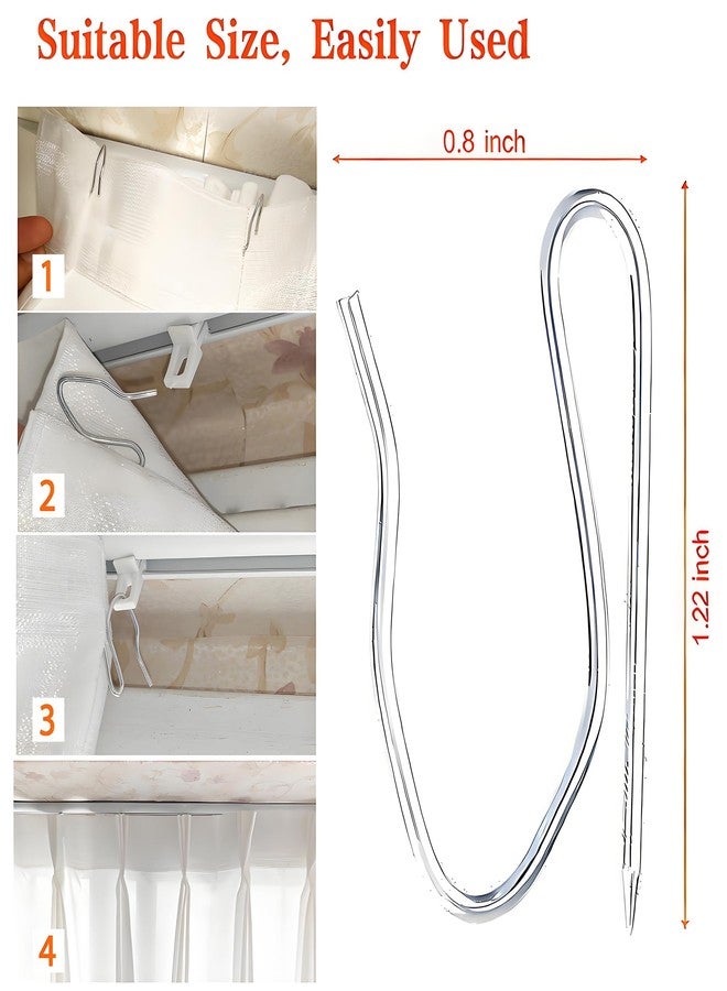 JCL Curtain Hooks for Drapes, 1.22 inches Rustproof Metal Drapery Pin and Hook for Pinch Pleat Curtain, S-Shaped Pin-On Hook for Door, Shower, Window, RV Curtains(59 PCS, Silver White) - Image 3