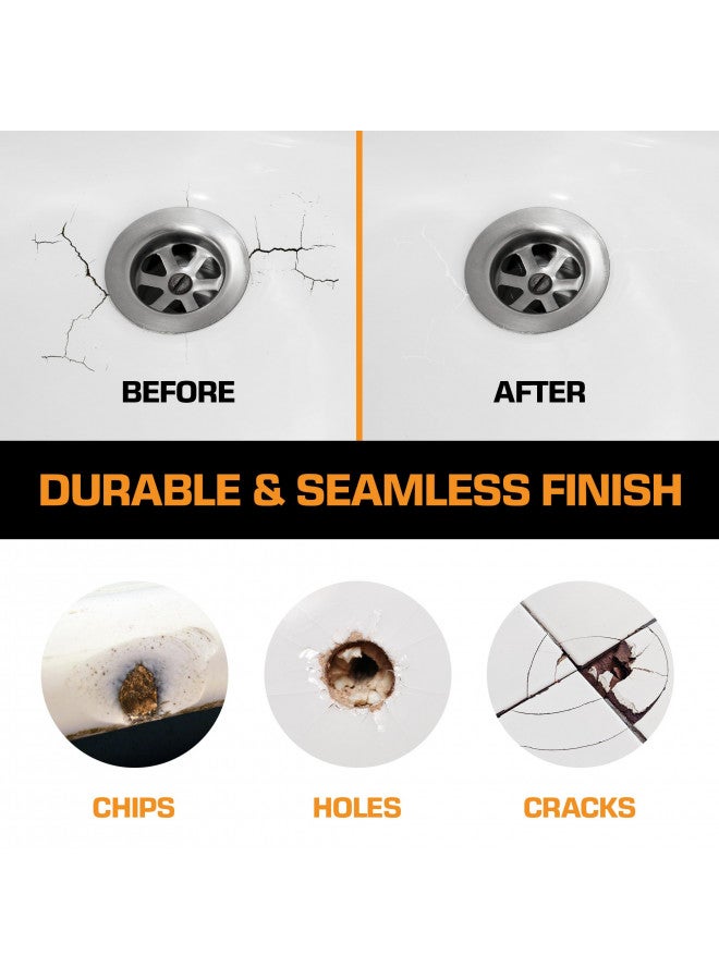 FORTIVO White Tub Repair Kit White for Acrylic, Porcelain, Enamel & Fiberglass Tub Repair Kit for Sink, Shower & Countertop - Bathtub Refinishing Kit for Cracked Bathtub Scratches - Shower Bases & Pans - Image 3