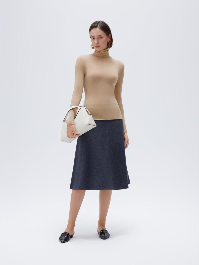 SUUKSESS Women Cashmere Turtleneck Long Sleeve Shirt Fitted Fall Basic Thermal Tops(Khaki, M) - Image 3