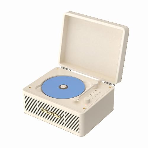 WhatPlus Portable CD Player with Bluetooth 52 Rechargeable Battery Builtin Speakers HiFi Retro Suitcase Design for Home Decor AUXTF Card Support Ideal Gift Vintage White - Image 1
