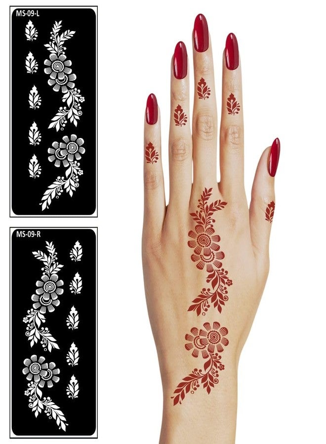 VANVATI Beautiful Flower Peel and Stick Mehndi for Hands Mehndi Stencil Sticker One Set For Both Hand | Easy To Apply Stencil Mehndi Sticker Perfect For Weddings, Parties And any Occasion - Image 4