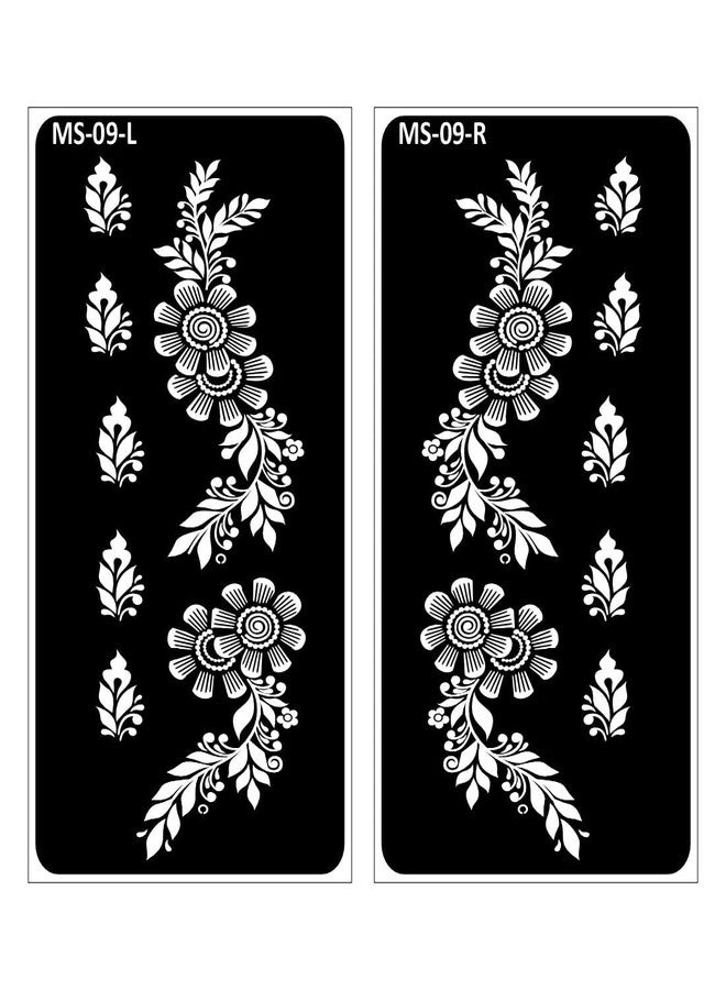 VANVATI Beautiful Flower Peel and Stick Mehndi for Hands Mehndi Stencil Sticker One Set For Both Hand | Easy To Apply Stencil Mehndi Sticker Perfect For Weddings, Parties And any Occasion - Image 1