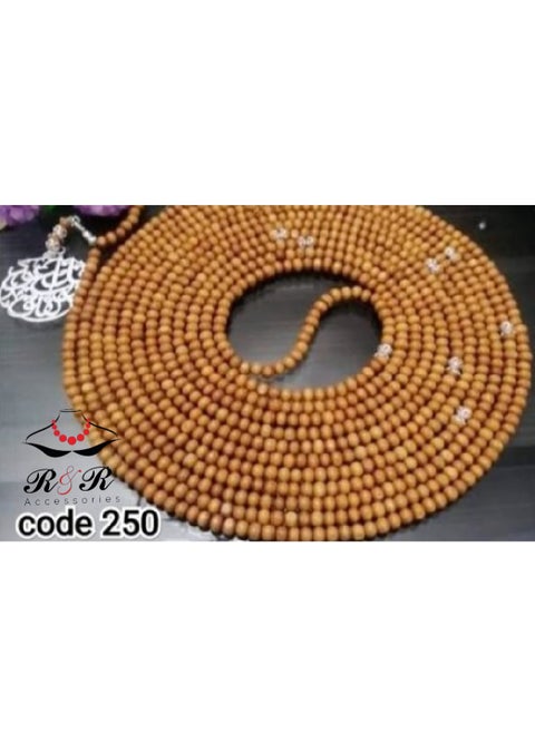 Rosary of 1000 beads of natural beech wood, in beige colors, with a necklace and a separator of silver nickel