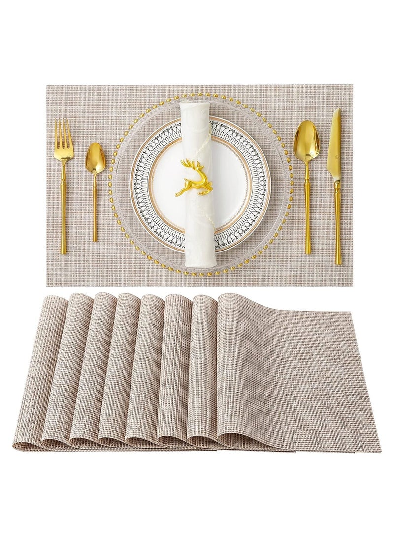Y&D Placemats Set Of 8 Washable Indoor Outdoor Vinyl Place Mats For Dining Table Durable PVC Weave  - Image 1
