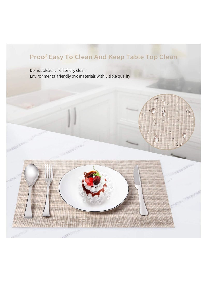Y&D Placemats Set Of 8 Washable Indoor Outdoor Vinyl Place Mats For Dining Table Durable PVC Weave  - Image 5