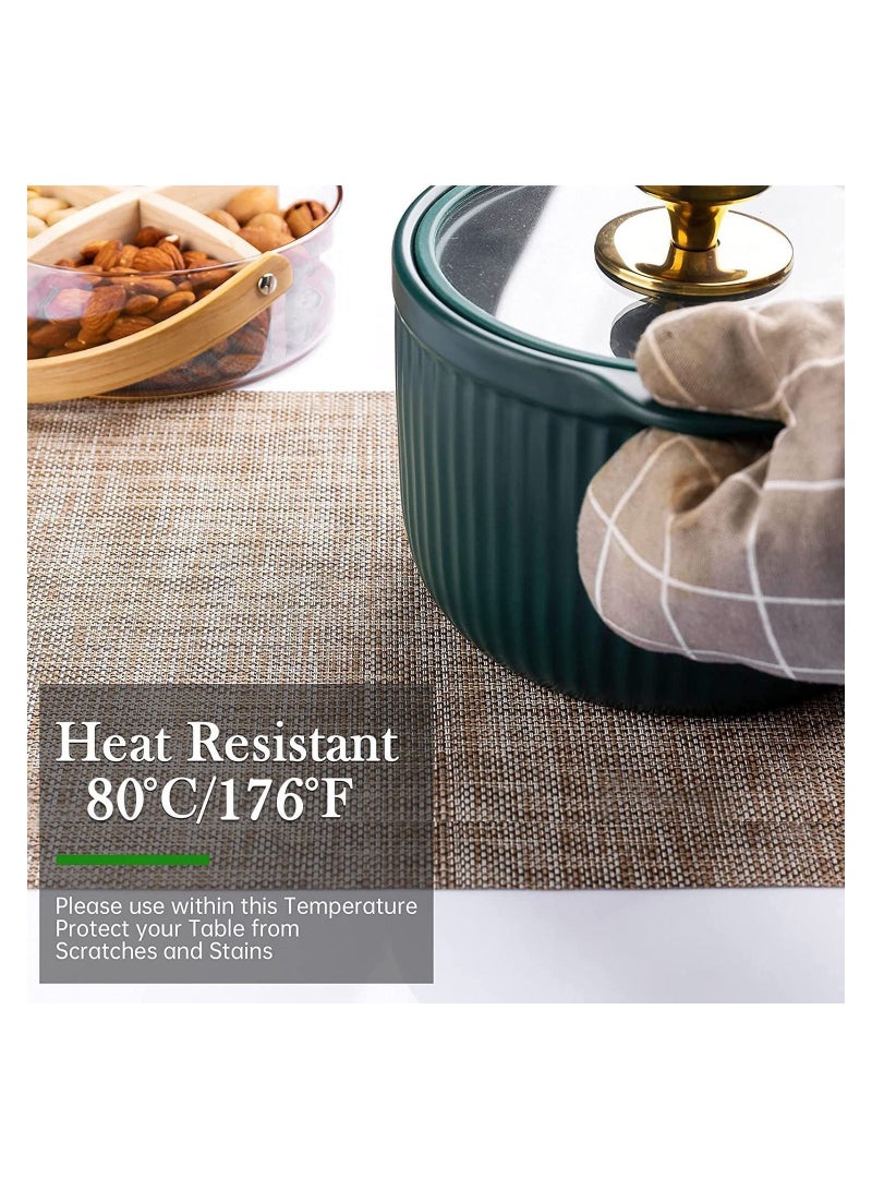 Y&D Placemats Set Of 8 Washable Indoor Outdoor Vinyl Place Mats For Dining Table Durable PVC Weave  - Image 2