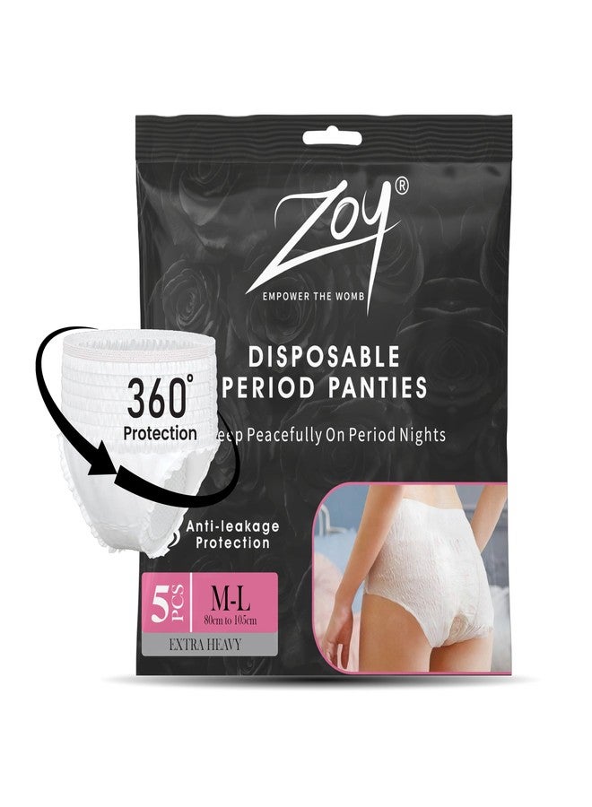 ZOY Disposable Period Panties M-L for Women | 360° Leak-Proof Protection, High Absorbency (Up to 12 Hours), Breathable & Rash-Free | All-in-One Period Underwear for Heavy Flow, Overnight & Postpartum | Pack of 5 - Image 1