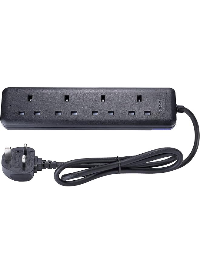 PROMASS promass Extension Cord (13A, Black, 1m Cable, 4 Way)  - Image 1